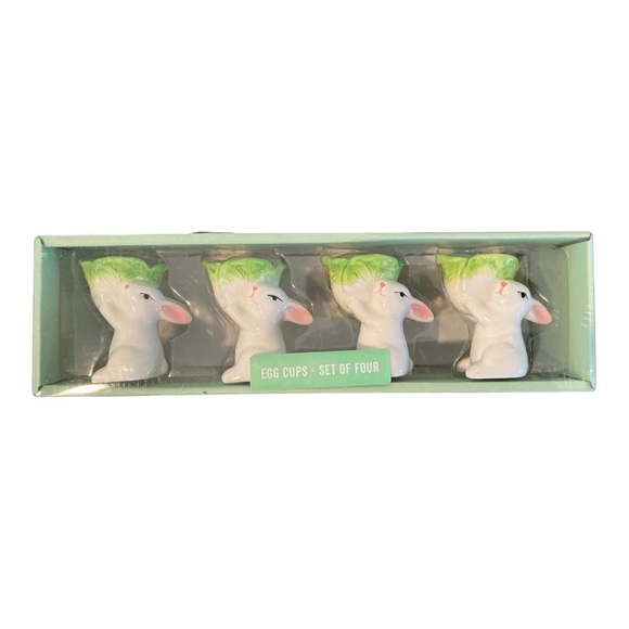 Other - Bunny Egg Cups Set of Four - White and Green